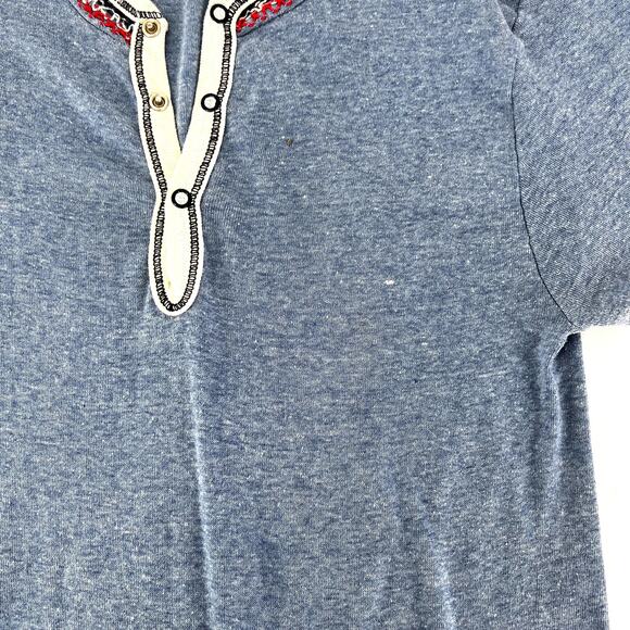 VTG 60s Break Away by Lamplighter Embroidered Short Sleeve Henley Tee Unisex M/L - Picture 8 of 13